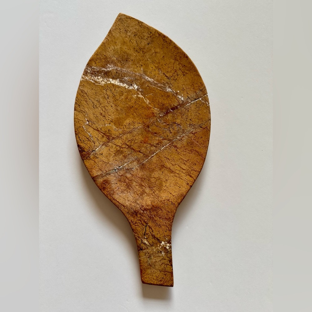 Handcrafted Rustic Ochre Marble Spoon Rest 12”